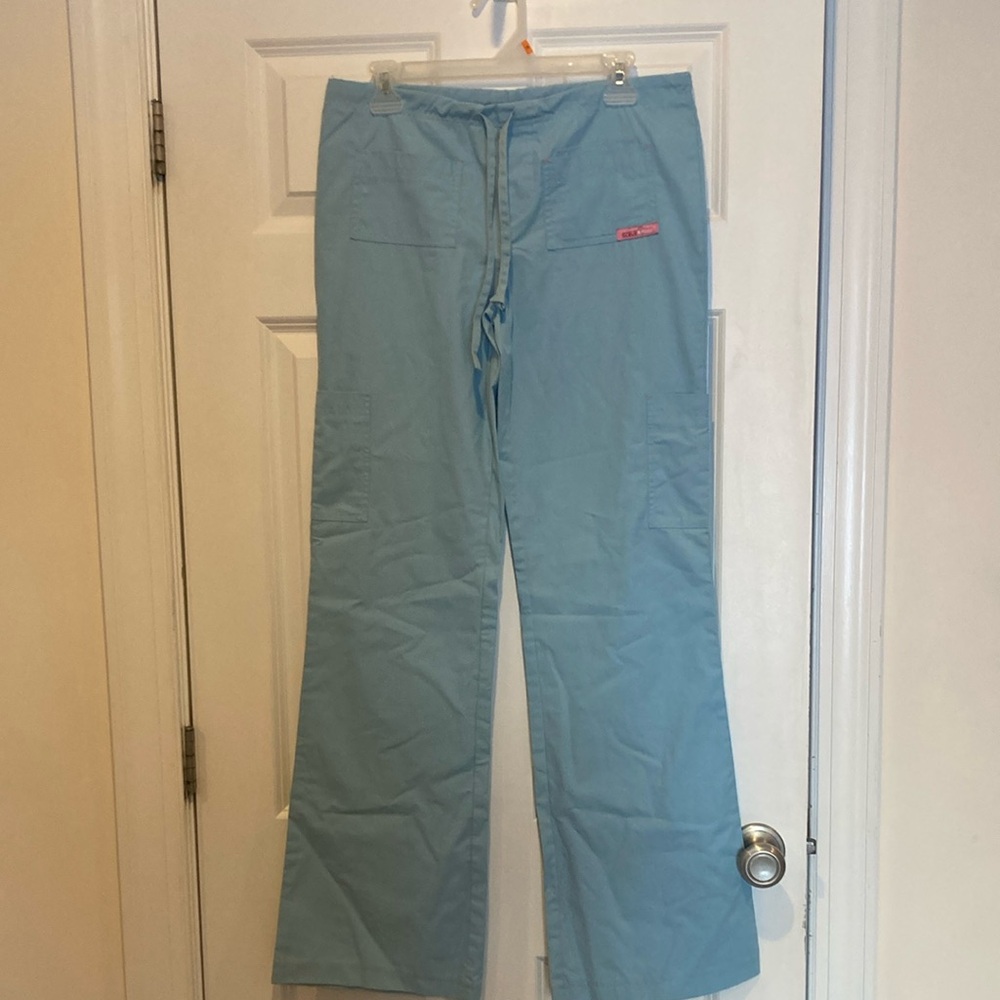 Light Blue Drawstring Scrub Pants